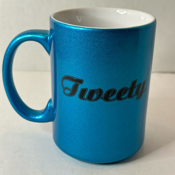 Looney Tunes Six Flags Coffee Mug Blue Glitter Tweety Bird 14 ounces Warner Bros - Picture 5 of 5